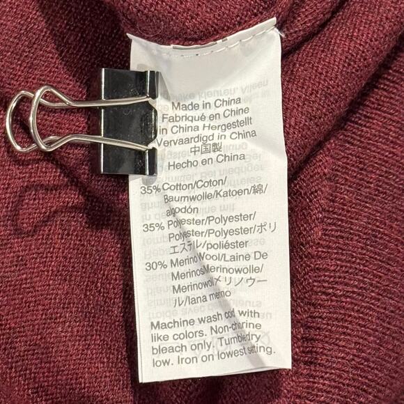J Crew Mens Sweater Wool V Neck Dark Academia Preppy Minimalist Burgundy Large - Picture 4 of 7
